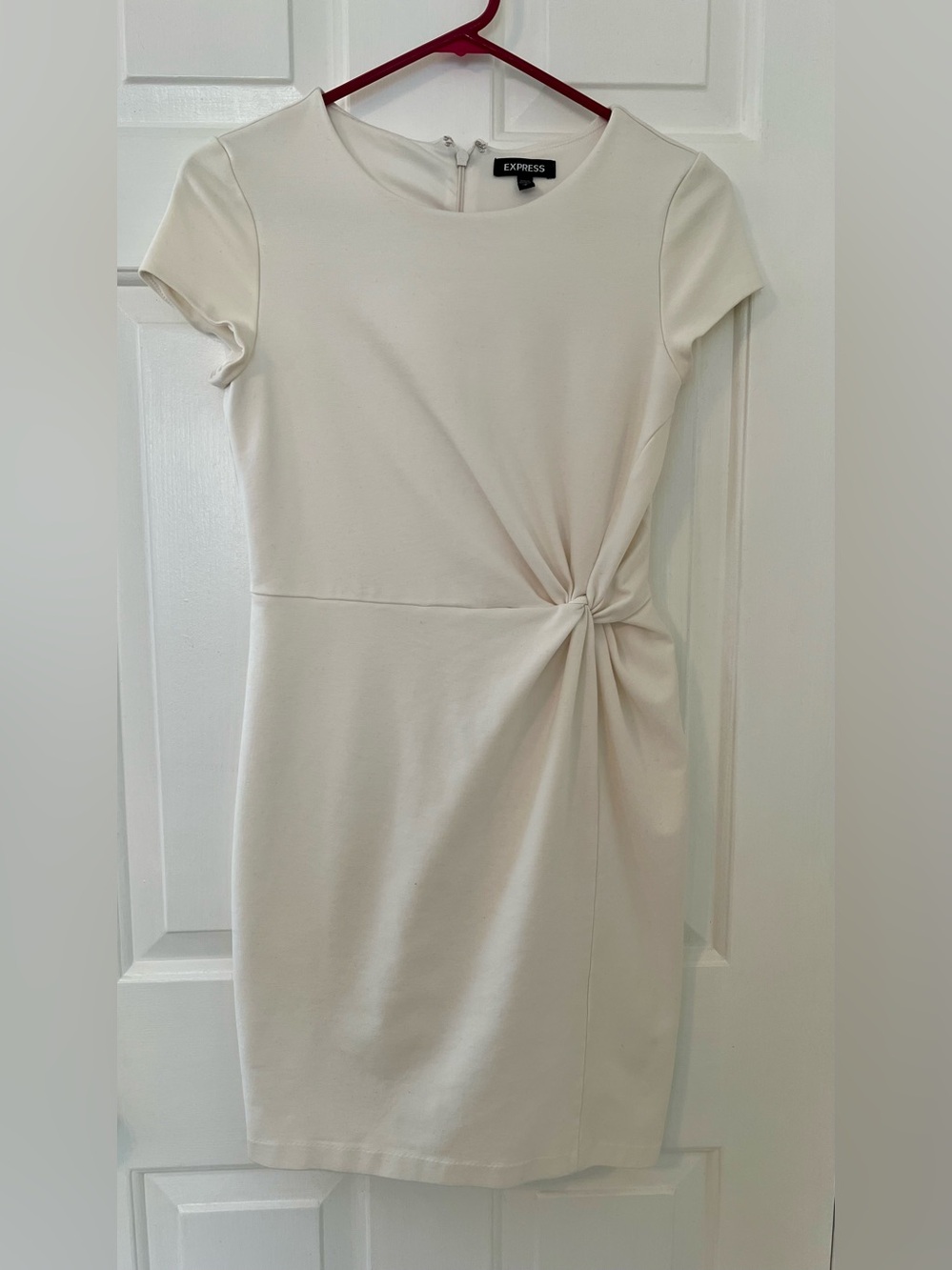 Express Cream Twist-Detail Midi Dress